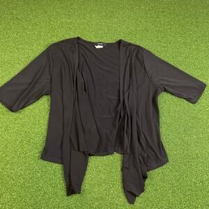 Vintage Naïf Black Half Sleeve Open Front Cardigan Sweater Sz L